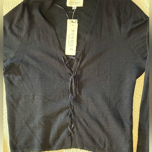 Pinque Black Lace Front Textured Sweater XXL - Picture 3 of 16